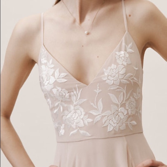BHLDN Sz 18 SADIA FLORAL EMBROIDERED GOWN IN Beige